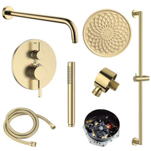 SMFTRK1610HB-2-CB FlowStat Two Function Round ADA Thermostatic With Hand Shower On Bar Set, Champagne Bronze