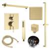 SMFTSK1610HB-2-CB FlowStat Two Function Square ADA Thermostatic With Hand Shower On Bar Set, Champagne Bronze