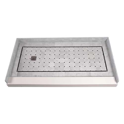 SMFPT6032L-SW 60-in x 32-in Genuine Marble Pre-Tiled And Pre-Grouted Shower Base With Left Hand Drain, Square White