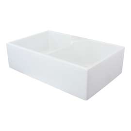 K-SMFUDT32209 Vance Butler 32-in x 20-in x 9-in Plain Front Equal Double Bowls Farmhouse Undermount Fireclay Kitchen Sink Kit With Bottom Sink Grids, Flip-Top Sink Strainer, And Flip-Top Disposer Strainer, White