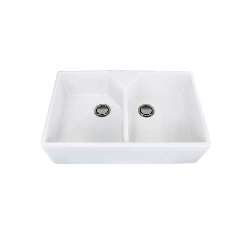 SMFUDT32209 Vance Butler 32-in x 20-in x 9-in Plain Front Equal Double Bowls Farmhouse Undermount Fireclay Kitchen Sink, White
