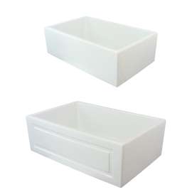 SMFUSH302010 Valencia 30-in x 20-in x 10-in Reversible (French/Plain) Front Super Single Bowl Farmhouse Undermount Fireclay Kitchen Sink, White