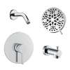 SMGPRK65T-1-PC Greyson Single Function Round ADA Pressure Balance Shower And Tub Set, Polished Chrome