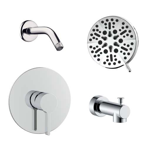 SMGPRK65T-1-PC Greyson Single Function Round ADA Pressure Balance Shower And Tub Set, Polished Chrome