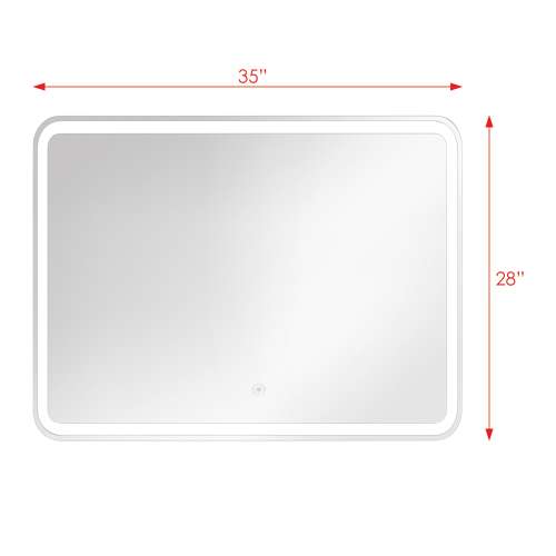 SMLMG3528 Griffin 35-in x 28-in LED-Front Lit Contemporary Mirror With Touch Sensor
