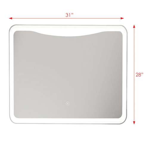 SMLMM3128 Mateo 32-in x 28-in LED-Front Lit Contemporary Mirror With Touch Sensor