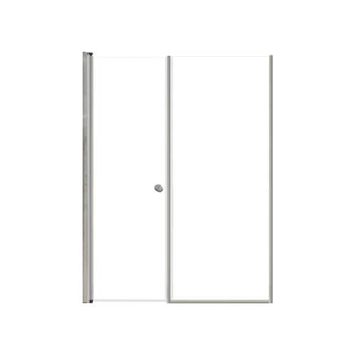 SMLSDF527006C-BS Lydia 52-in x 70-in Pivot Shower Door And Fixed Panel With 1/4-in Clear Glass And Double-Sided Knob Handles, Brushed Stainless