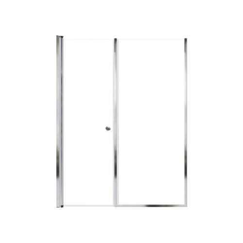 SMLSDF527006C-PC Lydia 52-in x 70-in Pivot Shower Door And Fixed Panel With 1/4-in Clear Glass And Double-Sided Knob Handles, Polished Chrome