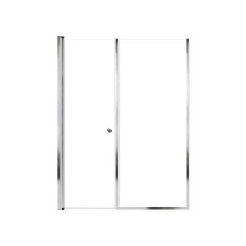 SMLSDF547006C-PC Lydia 54-in x 70-in Pivot Shower Door And Fixed Panel With 1/4-in Clear Glass And Double-Sided Knob Handles, Polished Chrome