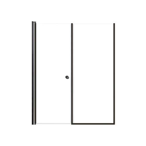 SMLSDF557006C-MB Lydia 55-in x 70-in Pivot Shower Door And Fixed Panel With 1/4-in Clear Glass And Double-Sided Knob Handles, Matte Black