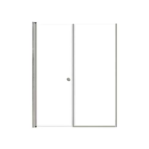 SMLSDF567006C-BS Lydia 56-in x 70-in Pivot Shower Door And Fixed Panel With 1/4-in Clear Glass And Double-Sided Knob Handles, Brushed Stainless