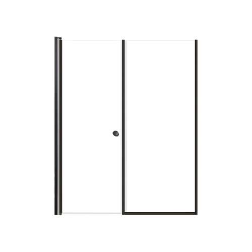 SMLSDF567006C-MB Lydia 56-in x 70-in Pivot Shower Door And Fixed Panel With 1/4-in Clear Glass And Double-Sided Knob Handles, Matte Black