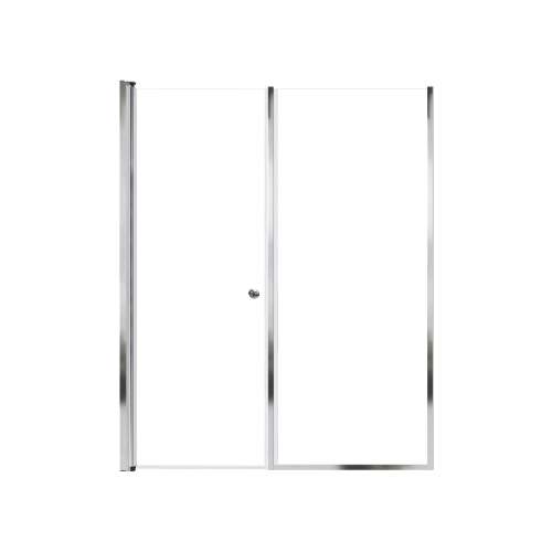 SMLSDF567006C-PC Lydia 56-in x 70-in Pivot Shower Door And Fixed Panel With 1/4-in Clear Glass And Double-Sided Knob Handles, Polished Chrome