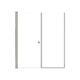 SMLSDF607006C-M Lydia 60-in x 70-in Pivot Shower Door And Fixed Panel With 1/4-in Clear Glass And Double-Sided Knob Handles