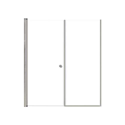 SMLSDF607006C-BS Lydia 60-in x 70-in Pivot Shower Door And Fixed Panel With 1/4-in Clear Glass And Double-Sided Knob Handles, Brushed Stainless