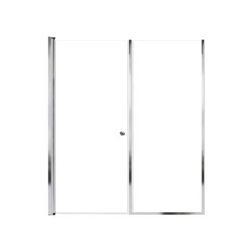 SMLSDF607006C-PC Lydia 60-in x 70-in Pivot Shower Door And Fixed Panel With 1/4-in Clear Glass And Double-Sided Knob Handles, Polished Chrome