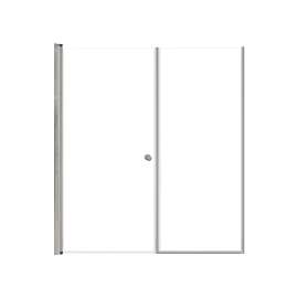 SMLSDF617006C-M Lydia 61-in x 70-in Pivot Shower Door And Fixed Panel With 1/4-in Clear Glass And Double-Sided Knob Handles