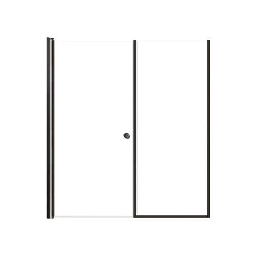 SMLSDF617006C-MB Lydia 61-in x 70-in Pivot Shower Door And Fixed Panel With 1/4-in Clear Glass And Double-Sided Knob Handles, Matte Black