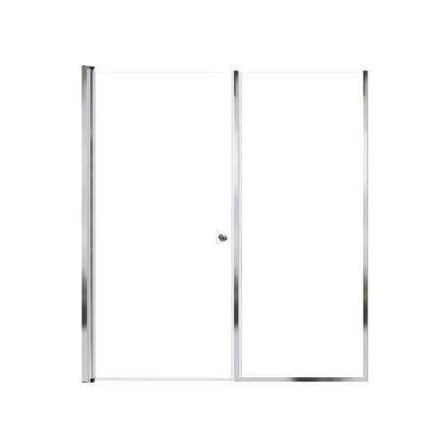 SMLSDF617006C-PC Lydia 61-in x 70-in Pivot Shower Door And Fixed Panel With 1/4-in Clear Glass And Double-Sided Knob Handles, Polished Chrome