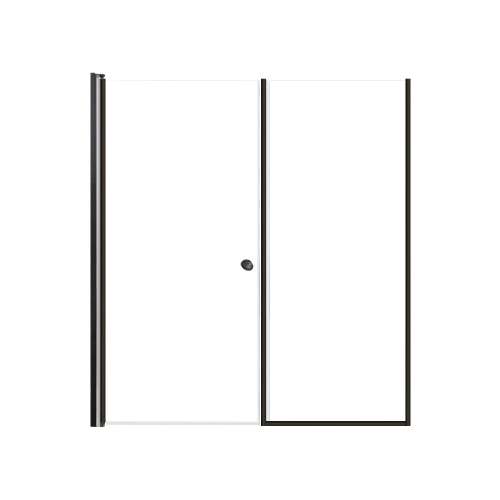 SMLSDF627006C-MB Lydia 62-in x 70-in Pivot Shower Door And Fixed Panel With 1/4-in Clear Glass And Double-Sided Knob Handles, Matte Black