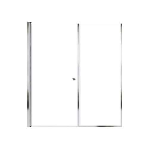 SMLSDF627006C-PC Lydia 62-in x 70-in Pivot Shower Door And Fixed Panel With 1/4-in Clear Glass And Double-Sided Knob Handles, Polished Chrome
