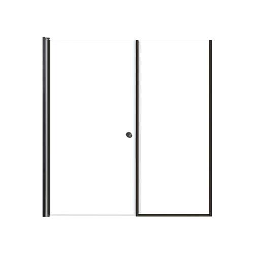 SMLSDF637006C-MB Lydia 63-in x 70-in Pivot Shower Door And Fixed Panel With 1/4-in Clear Glass And Double-Sided Knob Handles, Matte Black