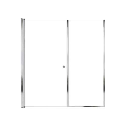 SMLSDF647006C-PC Lydia 64-in x 70-in Pivot Shower Door And Fixed Panel With 1/4-in Clear Glass And Double-Sided Knob Handles, Polished Chrome