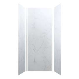 36-in x 36-in x 96-in Glue to Wall 3-Piece Shower Wall Kit, Palladium White