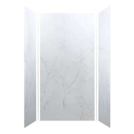48-in x 36-in x 96-in Glue to Wall 3-Piece Shower Wall Kit, Palladium White