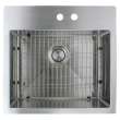 SMDTSB232210-MR2 Diamante 23-in x 22-in x 10-in 16 Gauge Single Bowl Micro Dual Mount Stainless Steel Kitchen Sink With MR2 Faucet Holes, Bottom Sink Grid And Flip-Top Sink Strainer