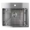 SMDTSB252210-1 Diamante 25-in x 22-in x 10-in 16 Gauge Single Bowl Micro Dual Mount Stainless Steel Kitchen Sink With 1 Faucet Hole, Bottom Sink Grid And Flip-Top Sink Strainer