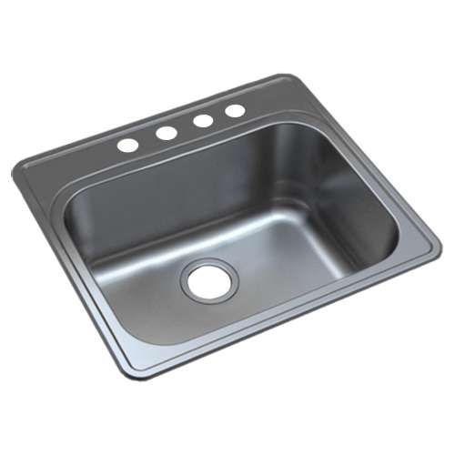 K-SMMTSB252212-4 Meridiana 25-in x 22-in x 12-in 16 Gauge Extra Deep Single Bowl Drop-In Stainless Steel Kitchen/Laundry Sink Kit With 4 Faucet Holes, Bottom Sink Grid, Flip-Top Sink Strainer, And Sink Drain Installation Kit
