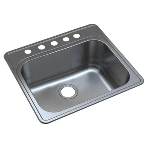 K-SMMTSB252212-5 Meridiana 25-in x 22-in x 12-in 16 Gauge Extra Deep Single Bowl Drop-In Stainless Steel Kitchen/Laundry Sink Kit With 5 Faucet Holes, Bottom Sink Grid, Flip-Top Sink Strainer, And Sink Drain Installation Kit