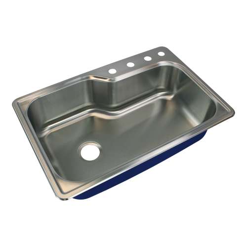 SMMTSO33229-4 Meridiana 33-in x 22-in x 9-in 16 Gauge Offset Super Single Bowl Drop-In Stainless Steel Kitchen Sink With 4 Faucet Holes