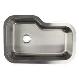SMMUSO33229 Meridiana 33-in x 22-in x 9-in 16 Gauge Offset Super Single Bowl Undermount Stainless Steel Kitchen Sink