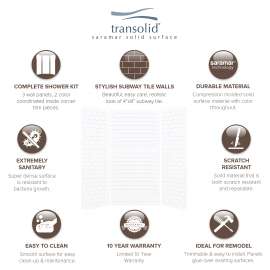 Monterey 36-In X 48-In X 96-In Glue to Wall 3-Piece Shower Wall Kit - In Multiple Colors - SMMWK483696-M