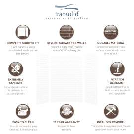 Monterey 36-In X 60-In X 96-In Glue to Wall 3-Piece Shower Wall Kit - In Multiple Colors - SMMWK603696-M