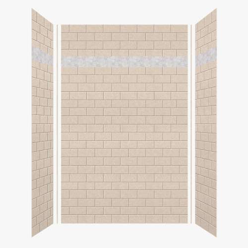 SMMWKD603696-28-HO Monterey 60-in x 36-in x 96-in Shower Wall Kit With Hexagon Off-White Deco Strip, Butternut (4-in x 8-in Subway Tile Pattern)