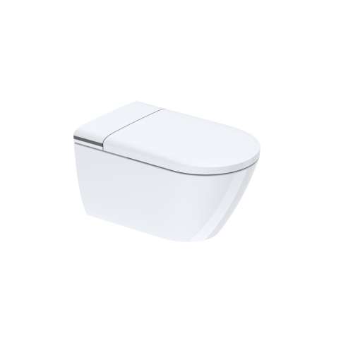 SMPSBWK-01 Pansy 1.45/1.08 GPF Dual Flush Elongated Wall Hung ADA Smart Bidet Toilet With Sensor, In-Wall Tank, and Flush Plate, White