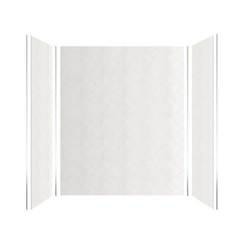 SMPWK603672-431 Pioneer 60-in x 36-in x 72-in 3-Piece Shower Wall Kit, White (Textured Herringbone Pattern)