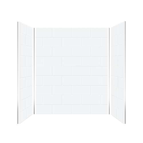 SMPWK603672-531 Pioneer 60-in x 36-in x 72-in 3-Piece Shower Wall Kit, White (Matte 8-in x 16-in Horizontal Tile Pattern)