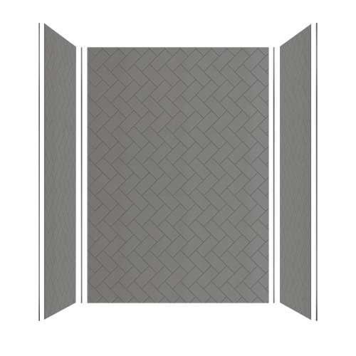 SMPWK603684-440 Pioneer 60-in x 36-in x 84-in 3-Piece Shower Wall Kit, Dark Grey (Textured Herringbone Pattern)