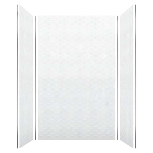 SMPWK603696-631 Pioneer 60-in x 36-in x 96-in 3-Piece Shower Wall Kit, White (Glossy 3D Hexagon Pattern)