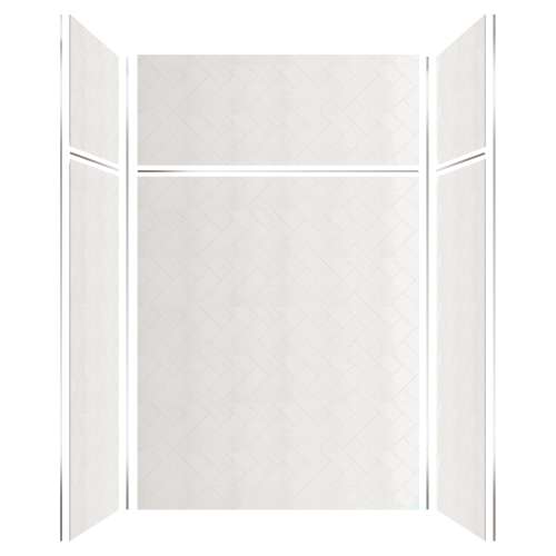 SMPWKX60367224-431 Pioneer 60-in x 36-in x 72/24-in 6-Piece Transition Shower Wall Kit, White (Textured Herringbone Pattern)