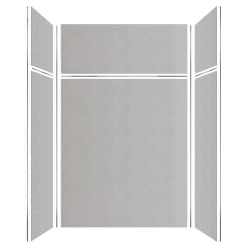 SMPWKX60367224-440 Pioneer 60-in x 36-in x 72/24-in 6-Piece Transition Shower Wall Kit, Dark Grey (Textured Herringbone Pattern)