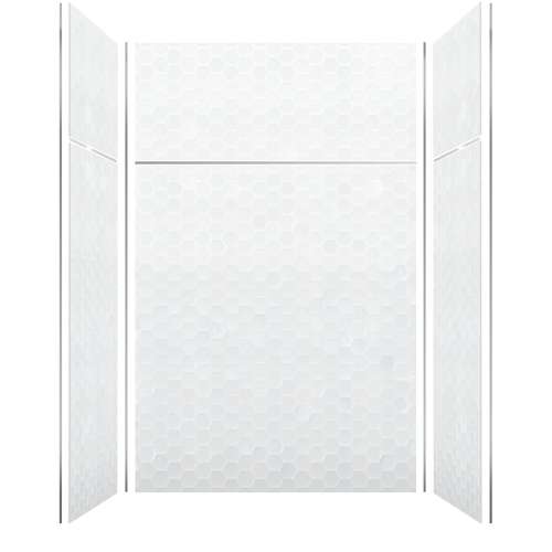 SMPWKX60367224-631 Pioneer 60-in x 36-in x 72/24-in 6-Piece Transition Shower Wall Kit, White (Glossy 3D Hexagon Pattern)