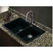 SMRTDO3322-09-1 Renton 33-in x 22-in x 10-in Offset 1-3/4 Double Bowls Drop-In silQgranite Kitchen Sink With 1 A Faucet Hole, Black