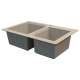 SMRTDO3322-16-AC Renton 33-in x 22-in x 10-in Offset 1-3/4 Double Bowls Drop-In silQgranite Kitchen Sink With 2 AC Faucet Holes, Cafe Latte