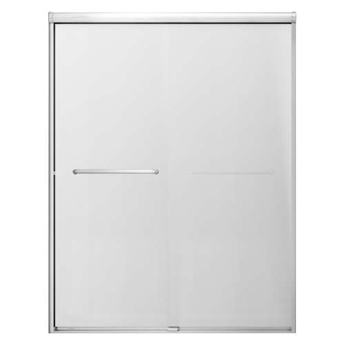 SMSBP607808F-BS Stratus 60-in x 78-in Bypass Shower Door With 5/16-in Full Frost Glass And Round Tube Handles, Brushed Stainless