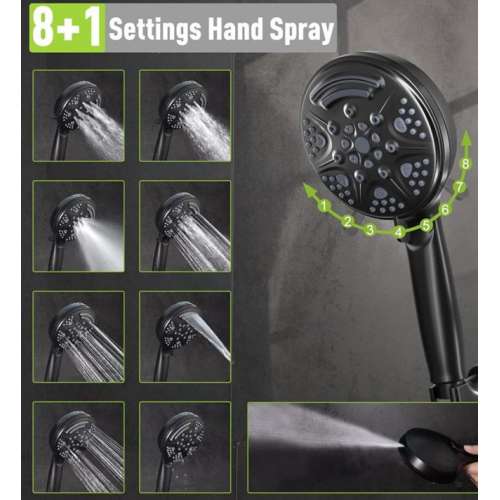 SMSGHS9F5-MB Greyson 5-in Nine Function Round Hand Shower, Matte Black